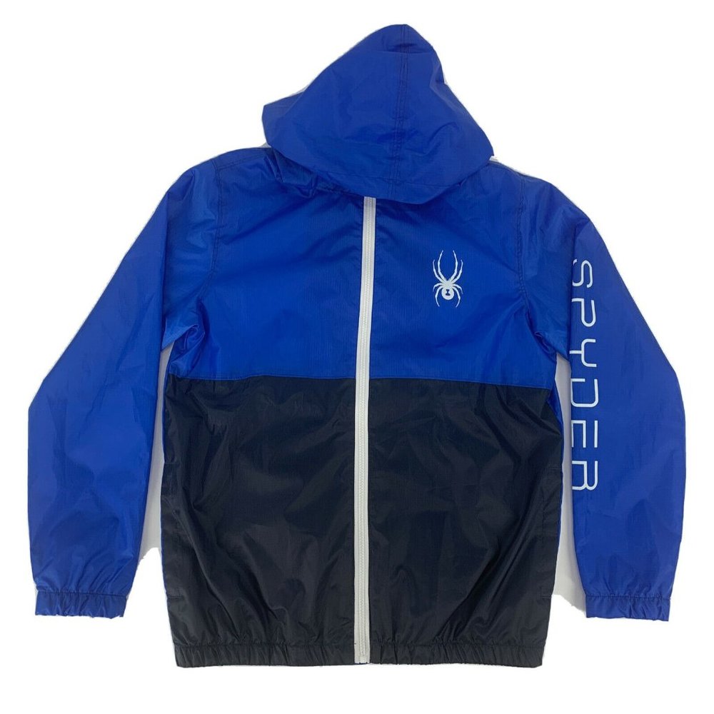 Men's Spyder Full‎ Zip Hooded Optic Water Resistant Jacket Royal Blue Medium NWT